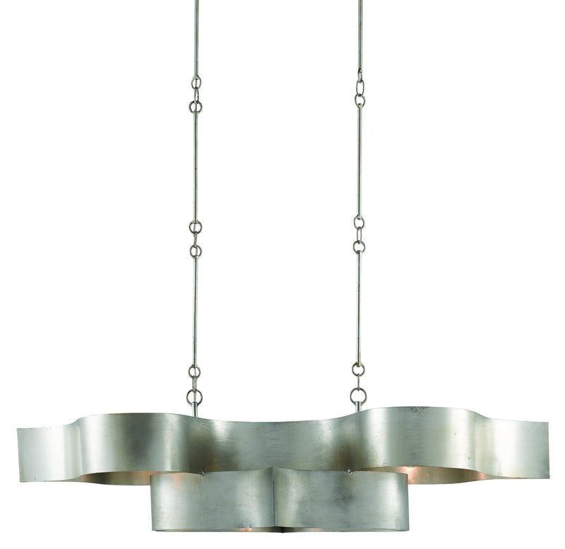 Currey and Company - 9000-0372 - Six Light Chandelier - Grand Lotus Collection - Contemporary Silver Leaf