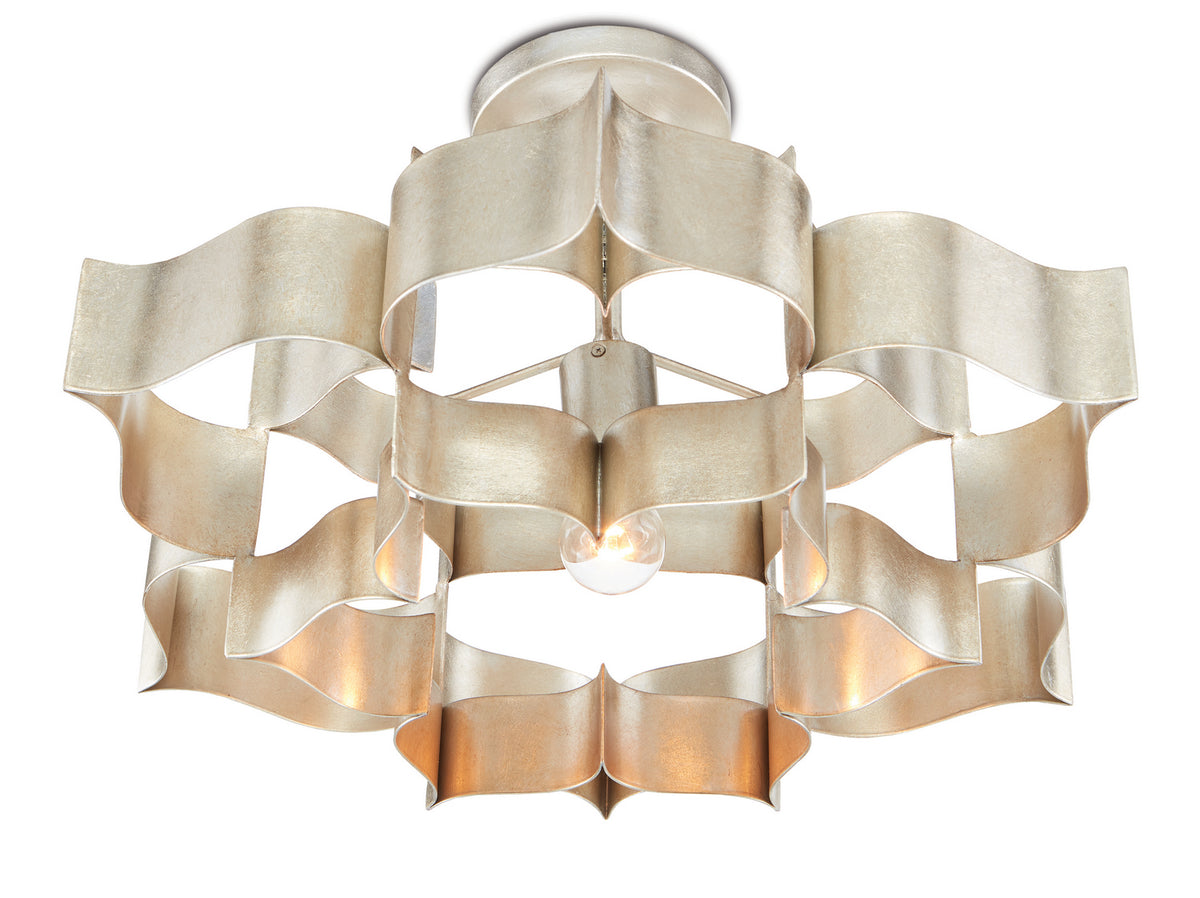 Currey and Company One Light Chandelier from the Grand collection in Contemporary Silver Leaf finish
