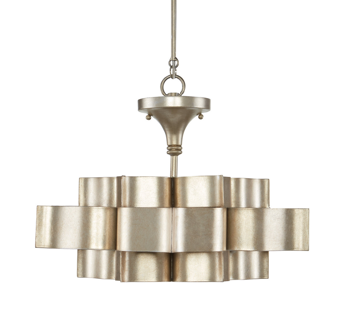 Currey and Company One Light Chandelier from the Grand collection in Contemporary Silver Leaf finish