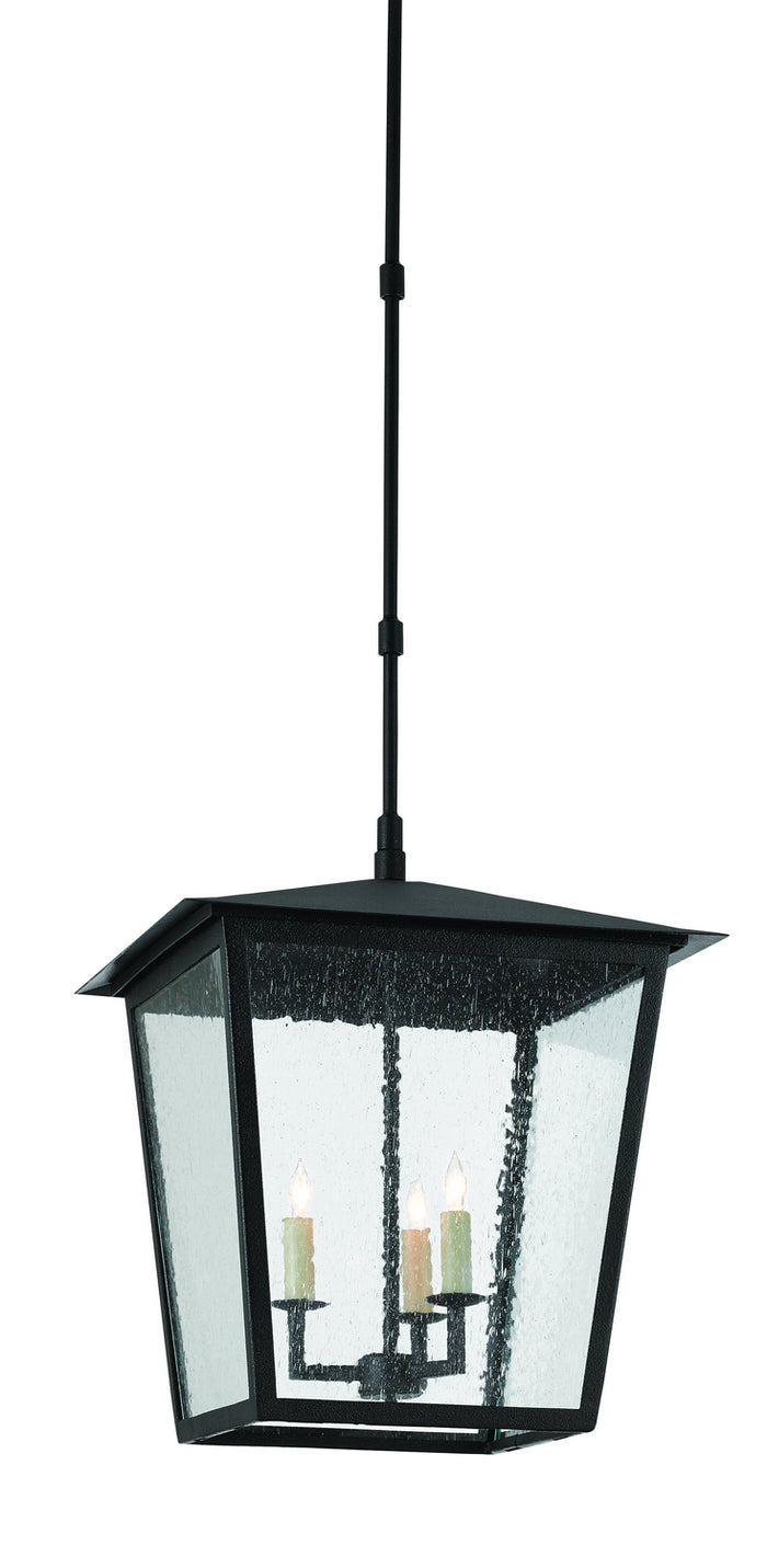 Currey and Company Three Light Outdoor Lantern from the Bening collection in Midnight finish