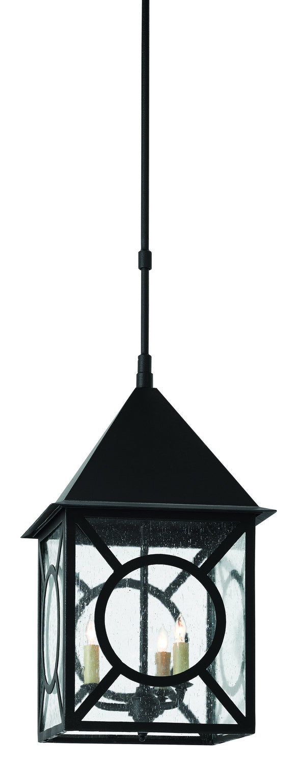 Currey and Company Three Light Outdoor Lantern from the Ripley collection in Midnight finish