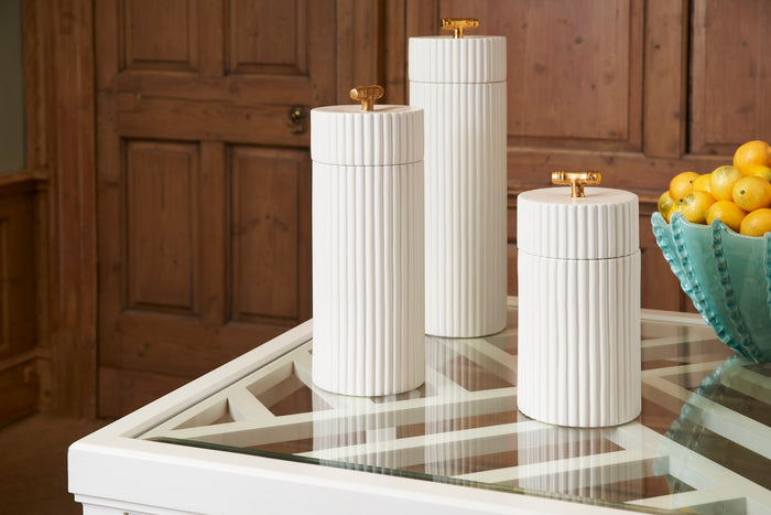 Chelsea House White Bamboo Canisters (S3)