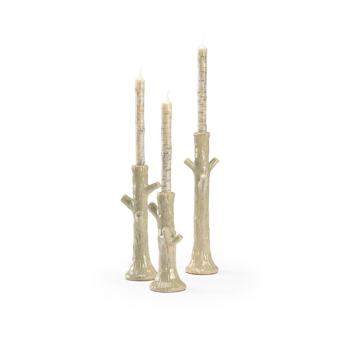Wildwood Faux Bois Candlesticks - Green (S3)