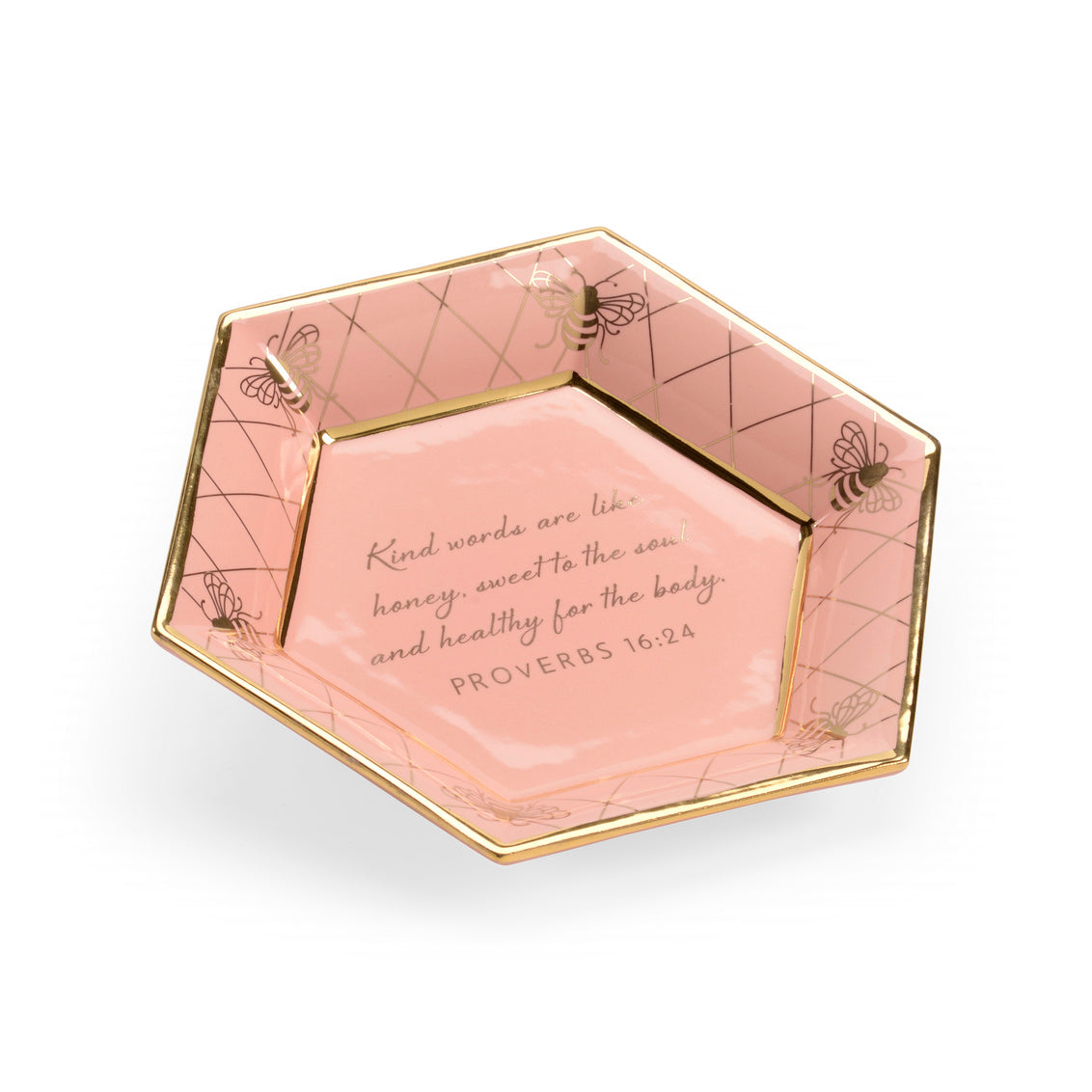 Chelsea House Honeycomb Bee Verse Plate - Coral