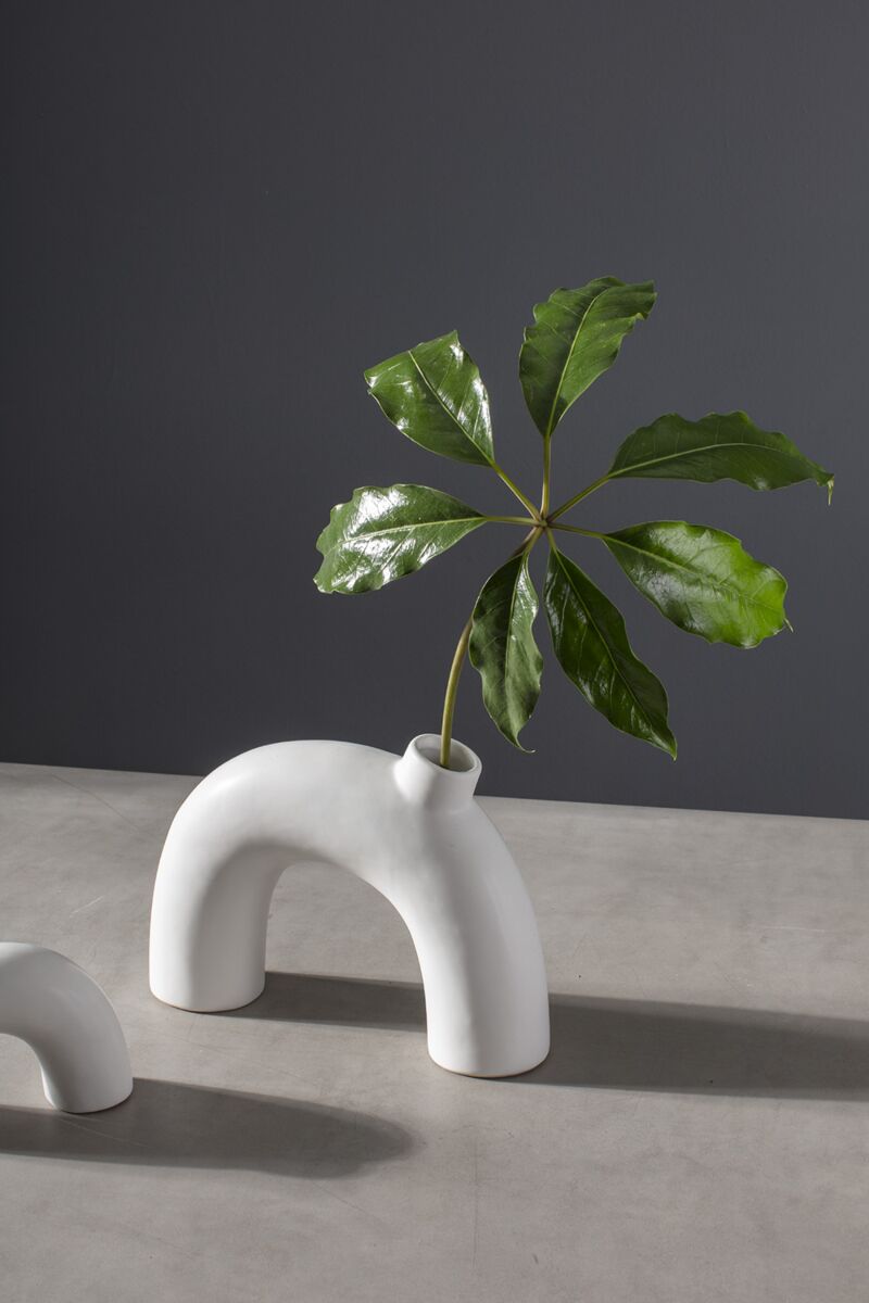 Design Shop White Elia Budvase, 10.25" X 7.5".