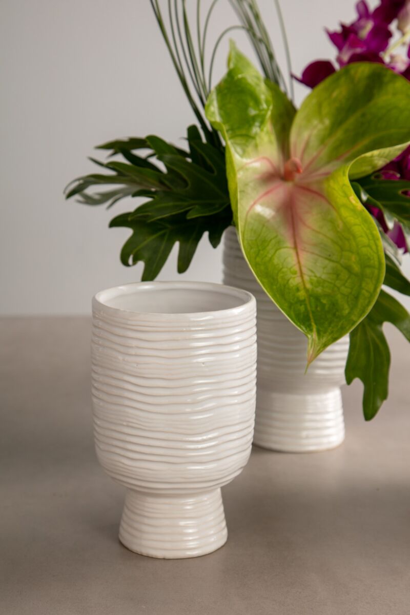 Design Shop White Monaco Vase, 4" X 6.5".