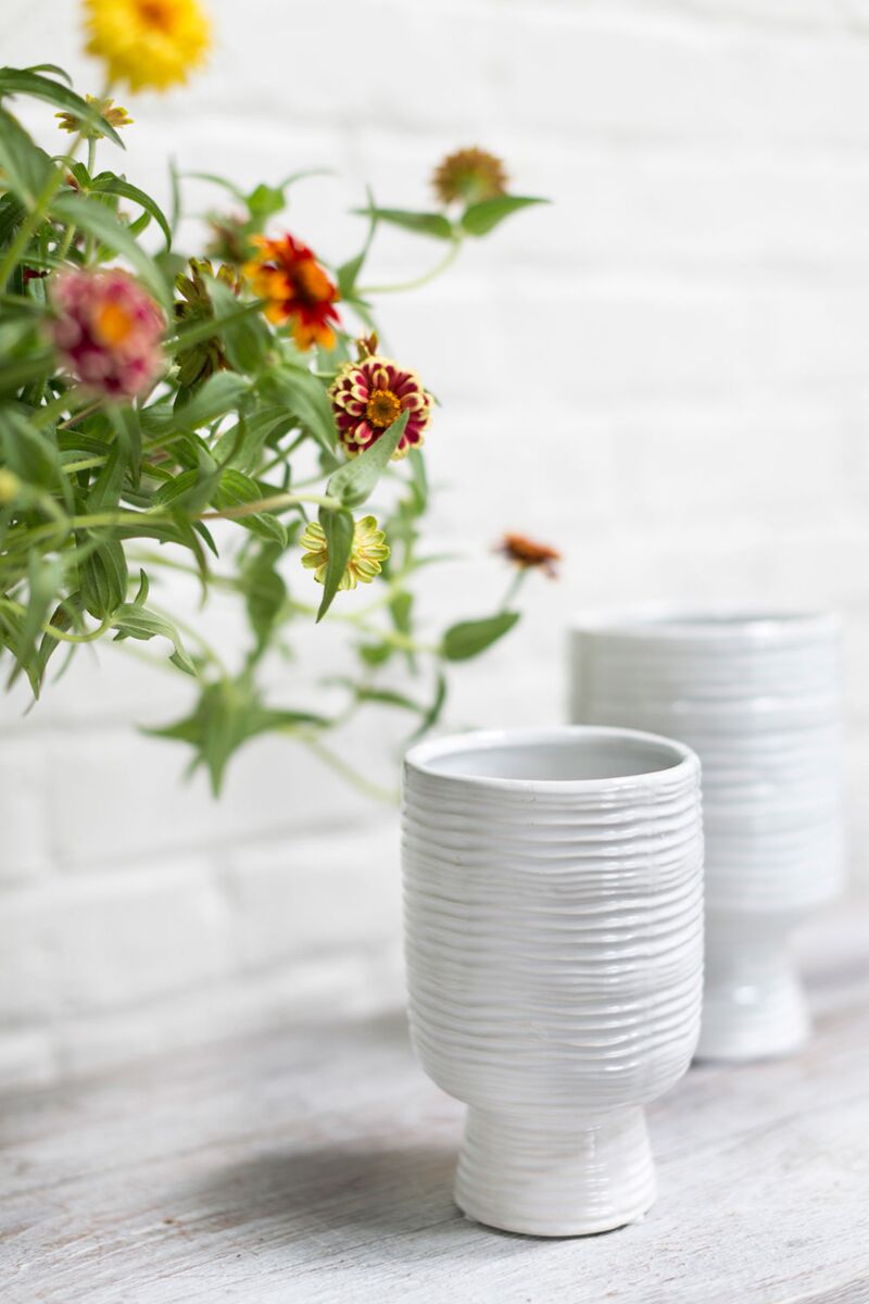 Design Shop White Monaco Vase, 4" X 6.5".
