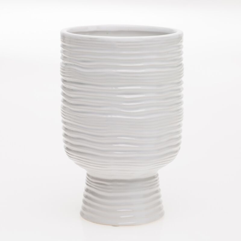 Design Shop White Monaco Vase, 5" X 7.75".