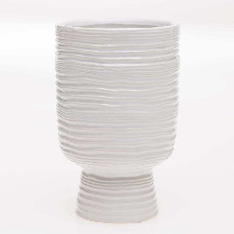 Design Shop White Monaco Vase, 5.5" X 9".