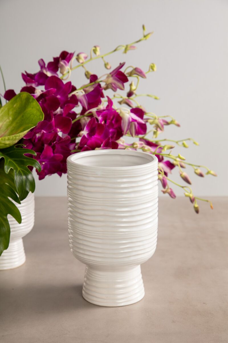 Design Shop White Monaco Vase, 5.5" X 9".