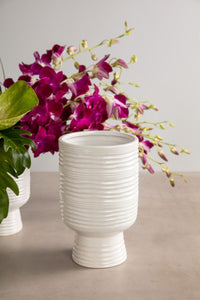 Design Shop White Monaco Vase, 5.5" X 9".
