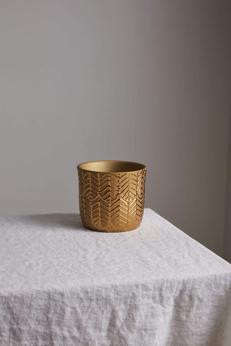 Design Shop Gold Aurum Collection Pot, 5.5" X 4.75".