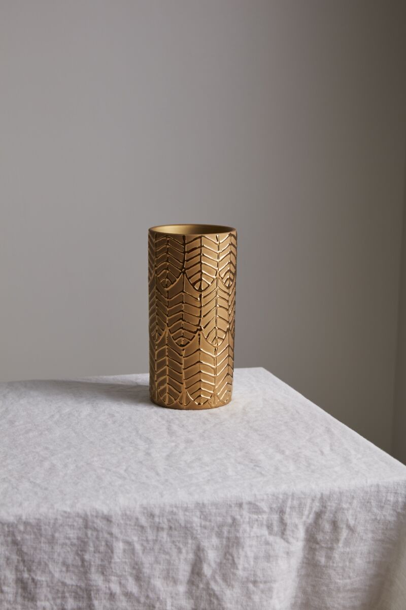 Design Shop Gold Aurum Collection Vase, 3.75" X 7.75".