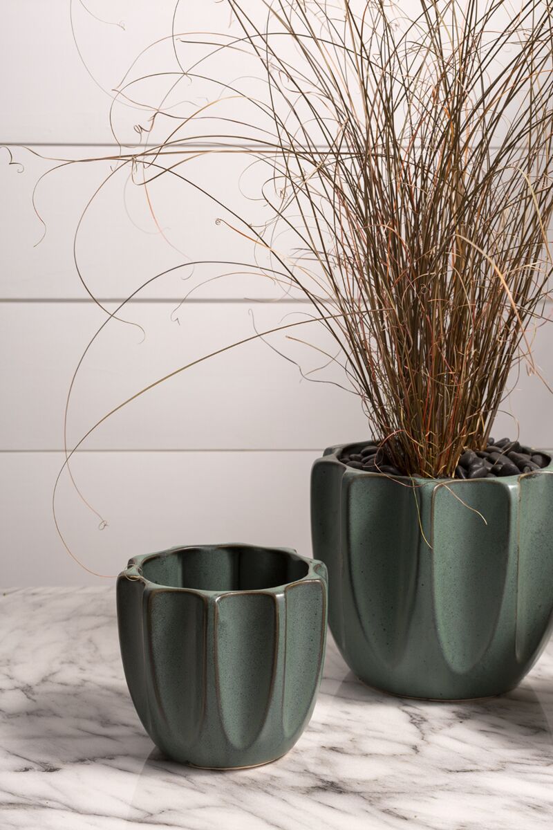 Design Shop Dark-Green Beaumont Pot, 5.5" X 4.5", Set of 2.