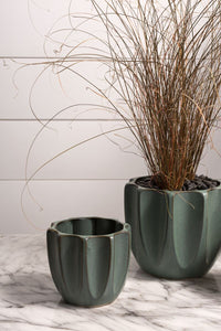 Design Shop Dark-Green Beaumont Pot, 5.5" X 4.5", Set of 2.