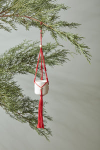 Design Shop Red Macrame Tillandsia Holder Ornament, 1.75" X 12", Set of 24.