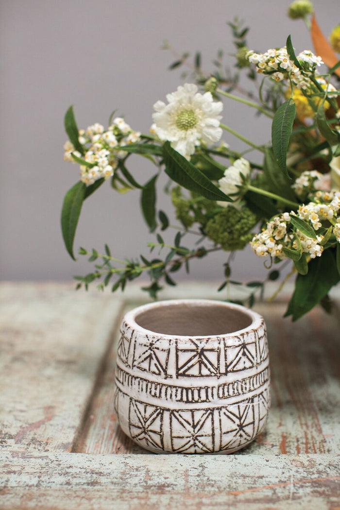 Design Shop White Naima Pot, 5.5" X 4.5", Set of 2.