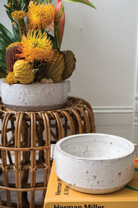 Design Shop White Dorian Bowl, 8" X 3".
