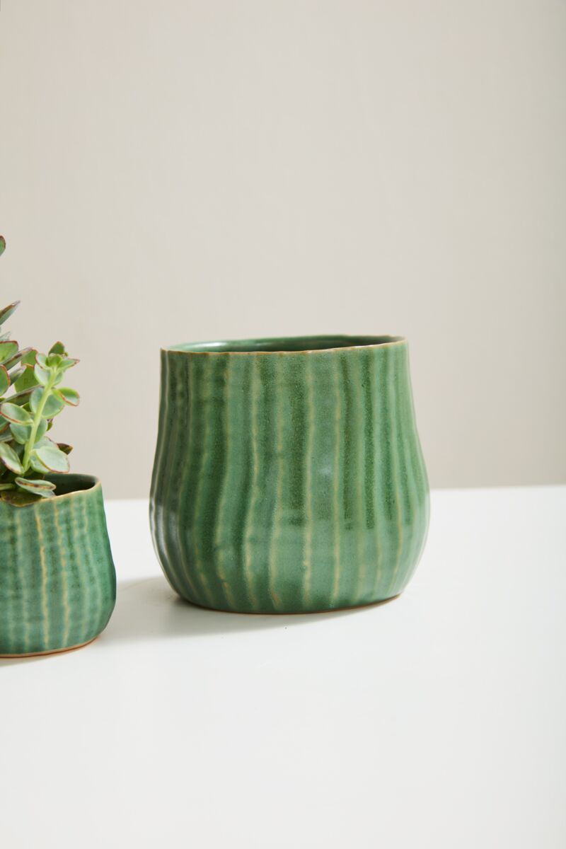 Design Shop Green Palmero Collection Pot, 5" X 4.75".