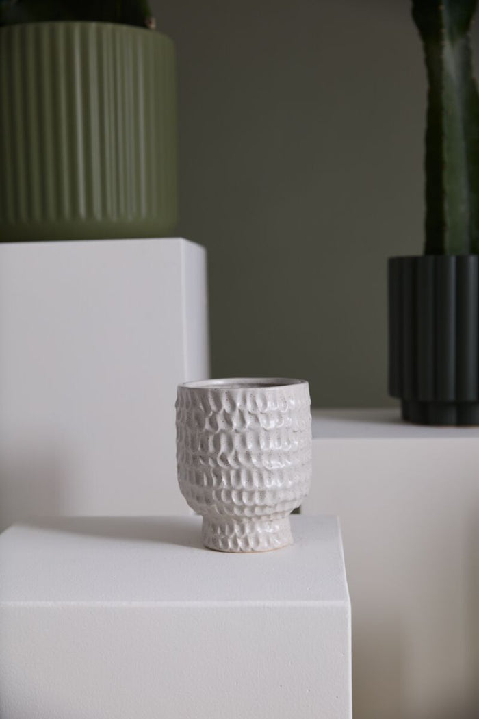 Design Shop Off-White Adrien Pot, 5" X 6", Set of 4.