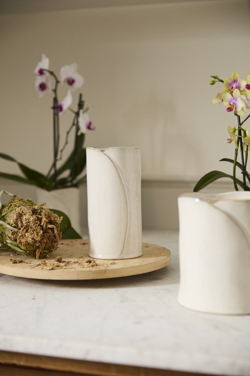 Design Shop White Diane Collection Vase, 4" X 8", Set of 2.