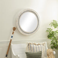 Design Shop  White Wood Handmade Wall Mirror w/ Distressing