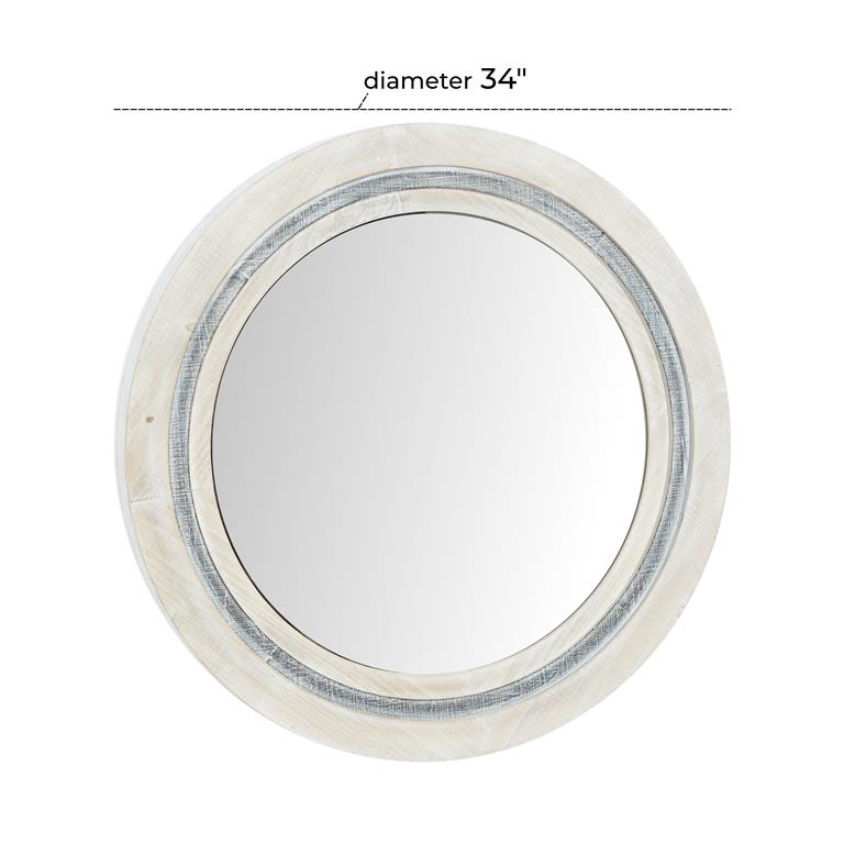 Design Shop  White Wood Handmade Wall Mirror w/ Distressing