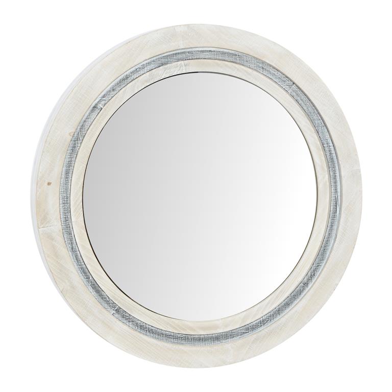 Design Shop  White Wood Handmade Wall Mirror w/ Distressing