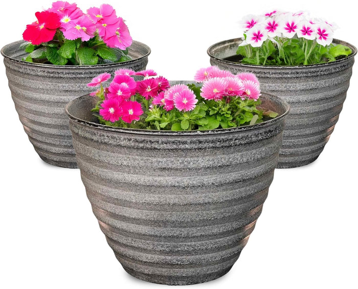 Design Shop Charcoal Woodsdale Planter 14", Set of 3