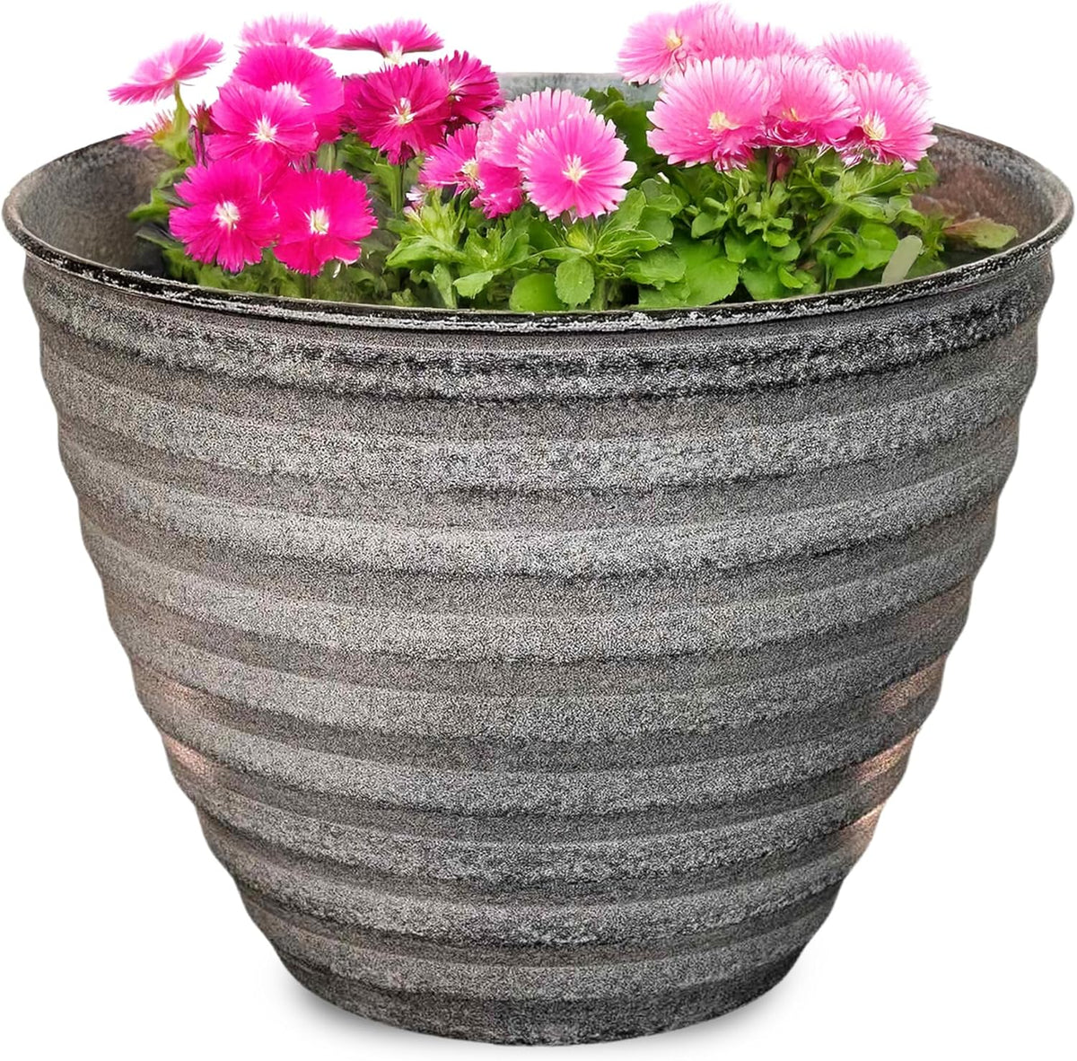Design Shop Dusted Pearl Woodsdale Round Planter 8"