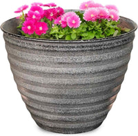 Design Shop Dusted Pearl Woodsdale Round Planter 8"