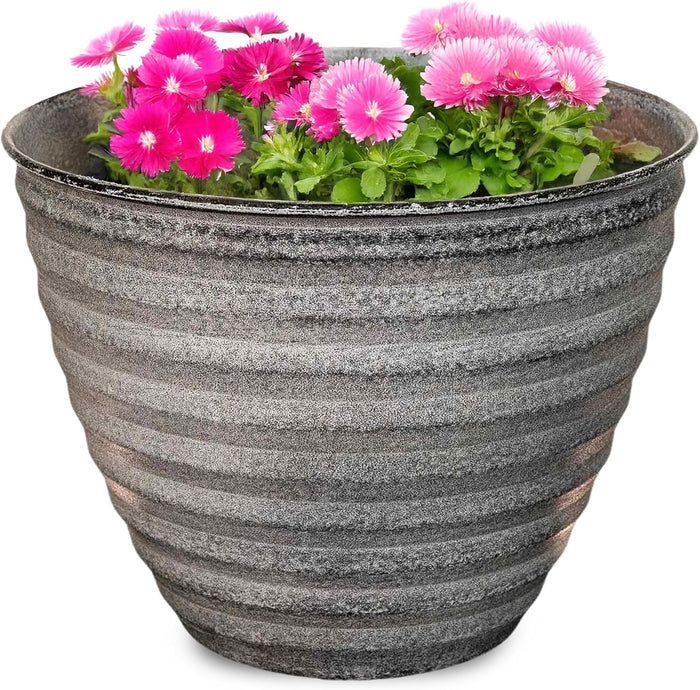 Design Shop Dusted Pearl Woodsdale Round Planter 8"