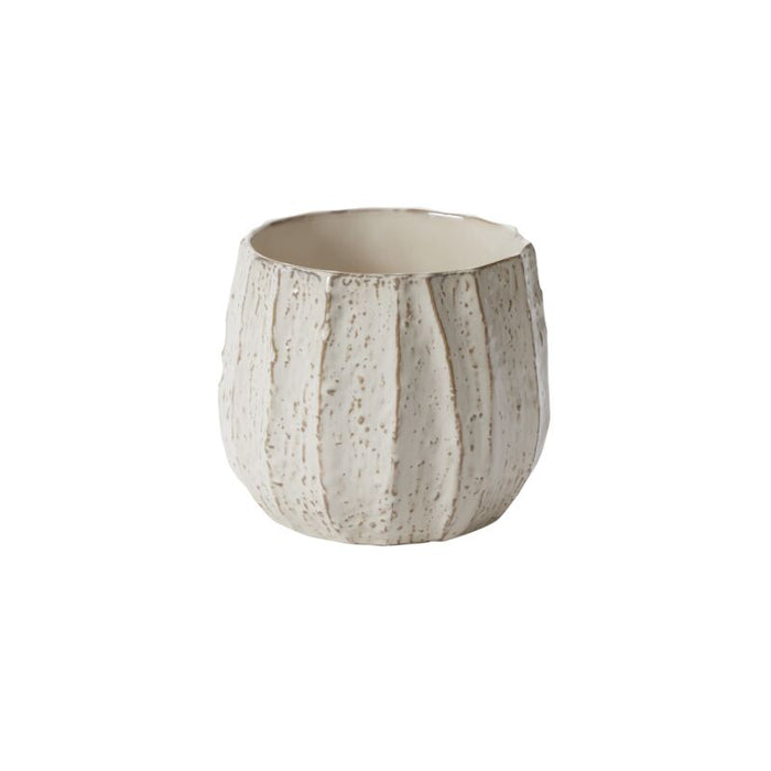 Design Shop Off-White Beechwood Collection Pot, 8" X 6.75".
