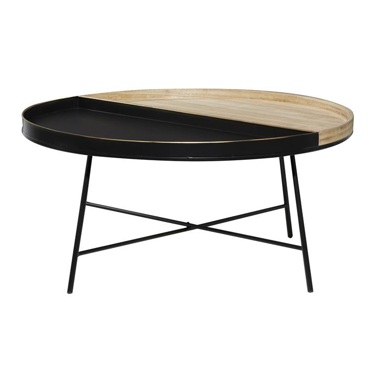 Black Metal Split Coffee Table, 38" X 38" X 18"