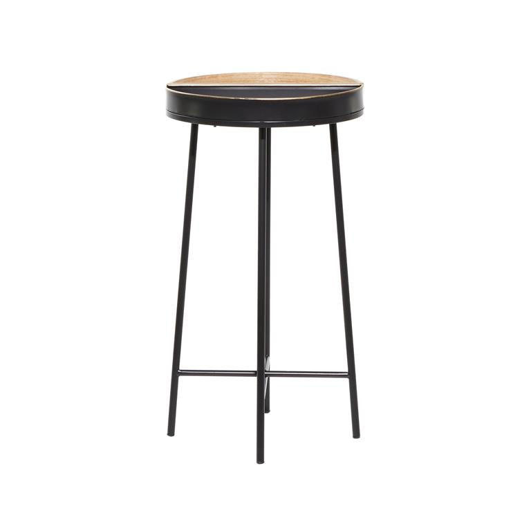 Black Metal Split Accent Table, 14" X 14" X 29"