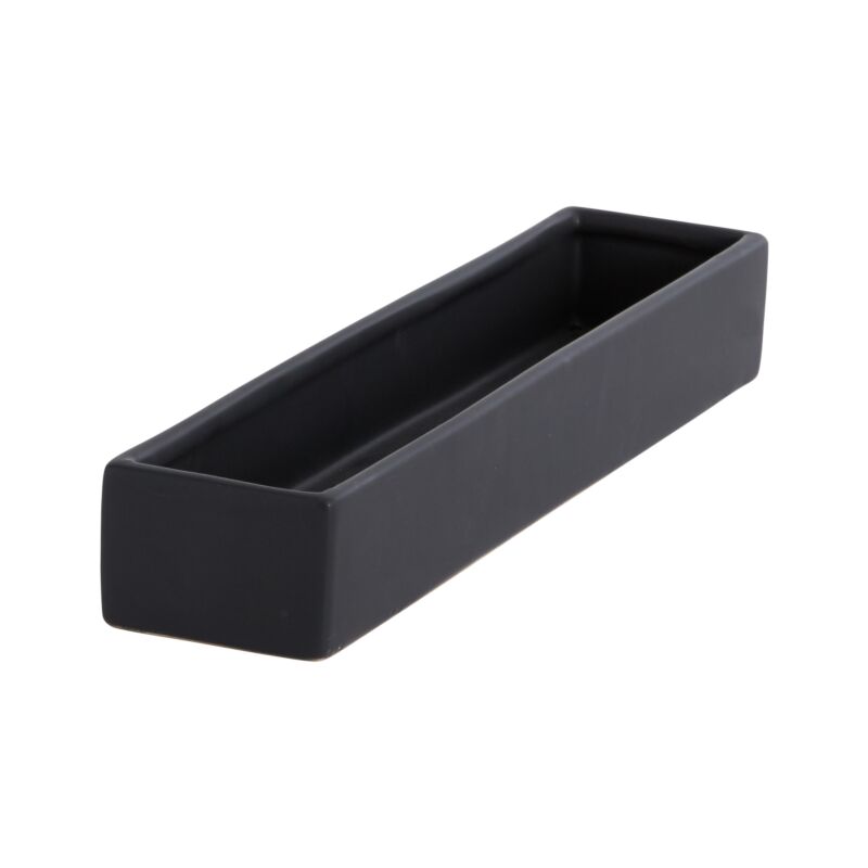 Design Shop Matte-Black Urban Planter Low Planter, 13.75" X 2", Set of 2.