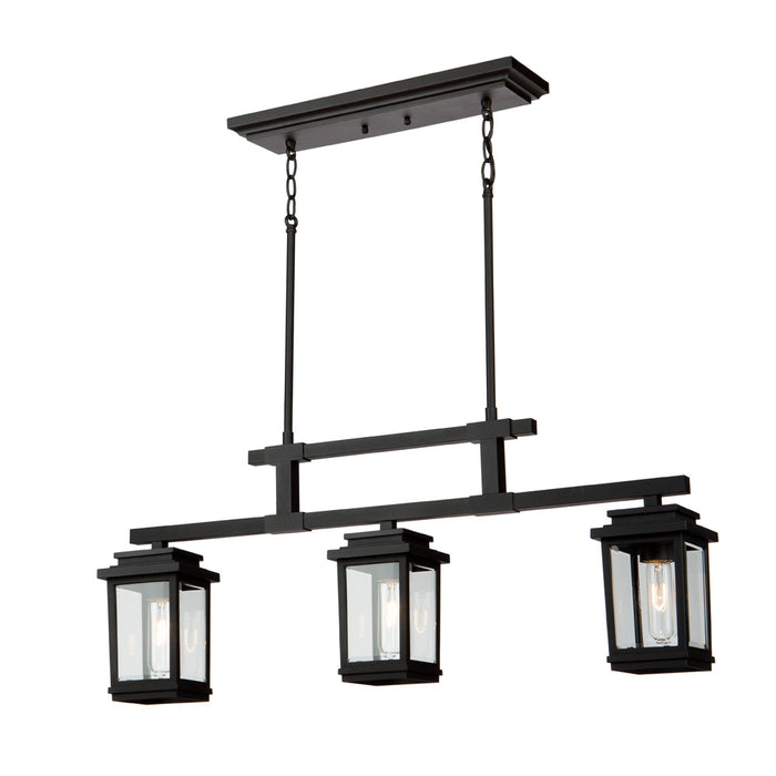 Artcraft Three Light Outdoor Chandelier from the Freemont collection in Black finish