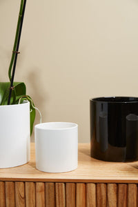 Design Shop Matte-White Cercle Pot, 4.25" X 4.25".