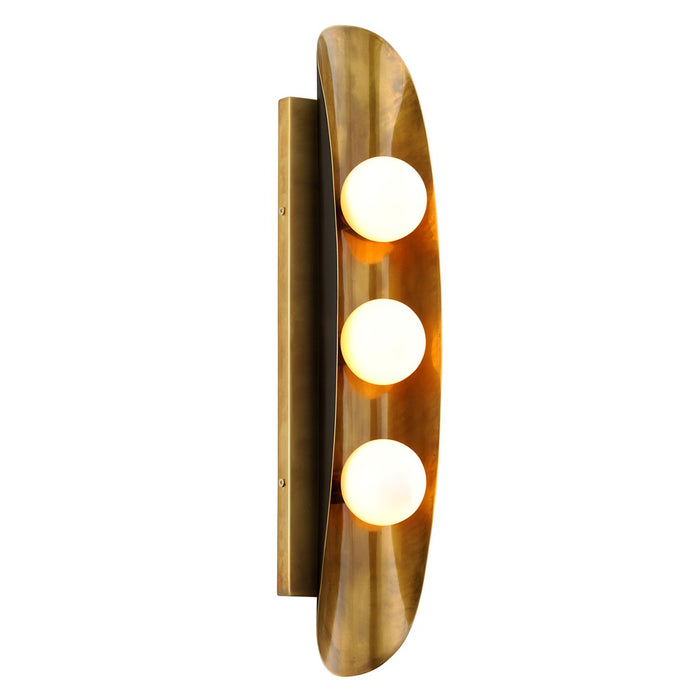 Corbett Lighting Three Light Wall Sconce from the Hopper collection in Vintage Brass Bronze Accents finish