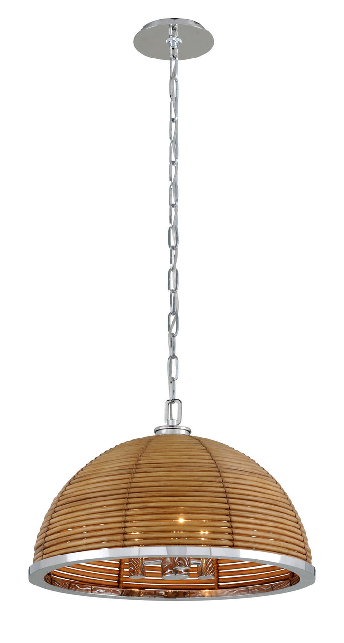 Corbett Lighting Three Light Chandelier from the Carayes collection in Natural Rattan Stainless Steel finish