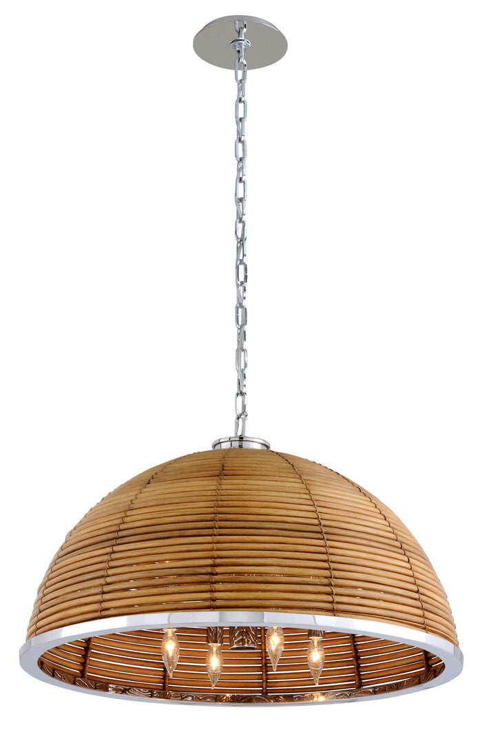 Corbett Lighting Eight Light Chandelier from the Carayes collection in Natural Rattan Stainless Steel finish