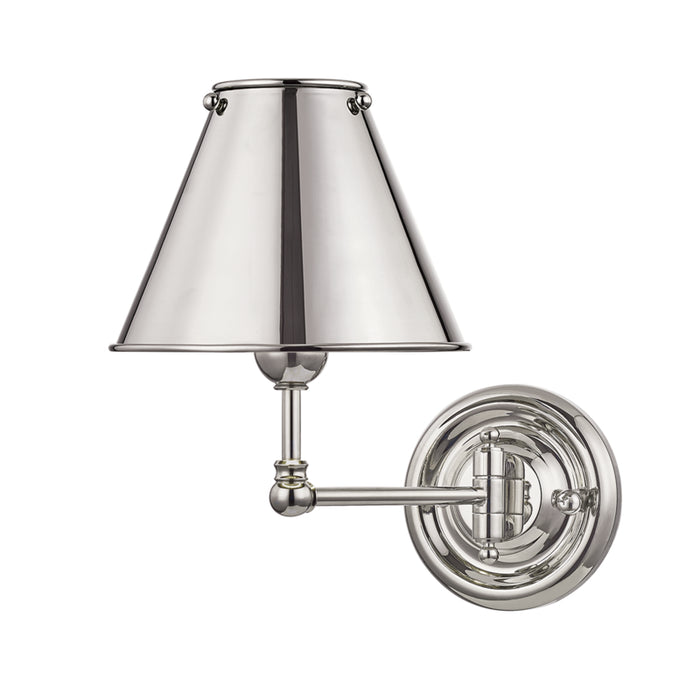 Hudson Valley One Light Wall Sconce from the Classic No.1 collection in Polished Nickel finish