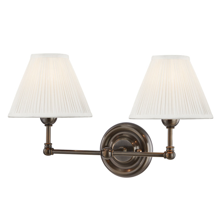 Hudson Valley Two Light Wall Sconce from the Classic No.1 collection in Distressed Bronze finish