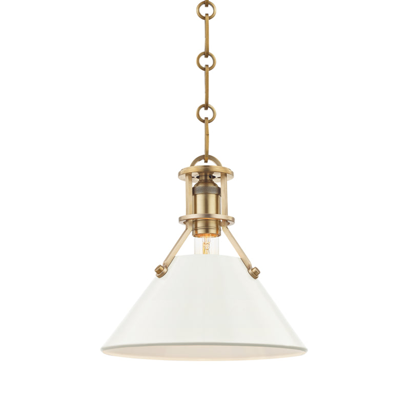 Hudson Valley - MDS351-AGB/OW - One Light Pendant - Painted No. 2 - Aged Brass