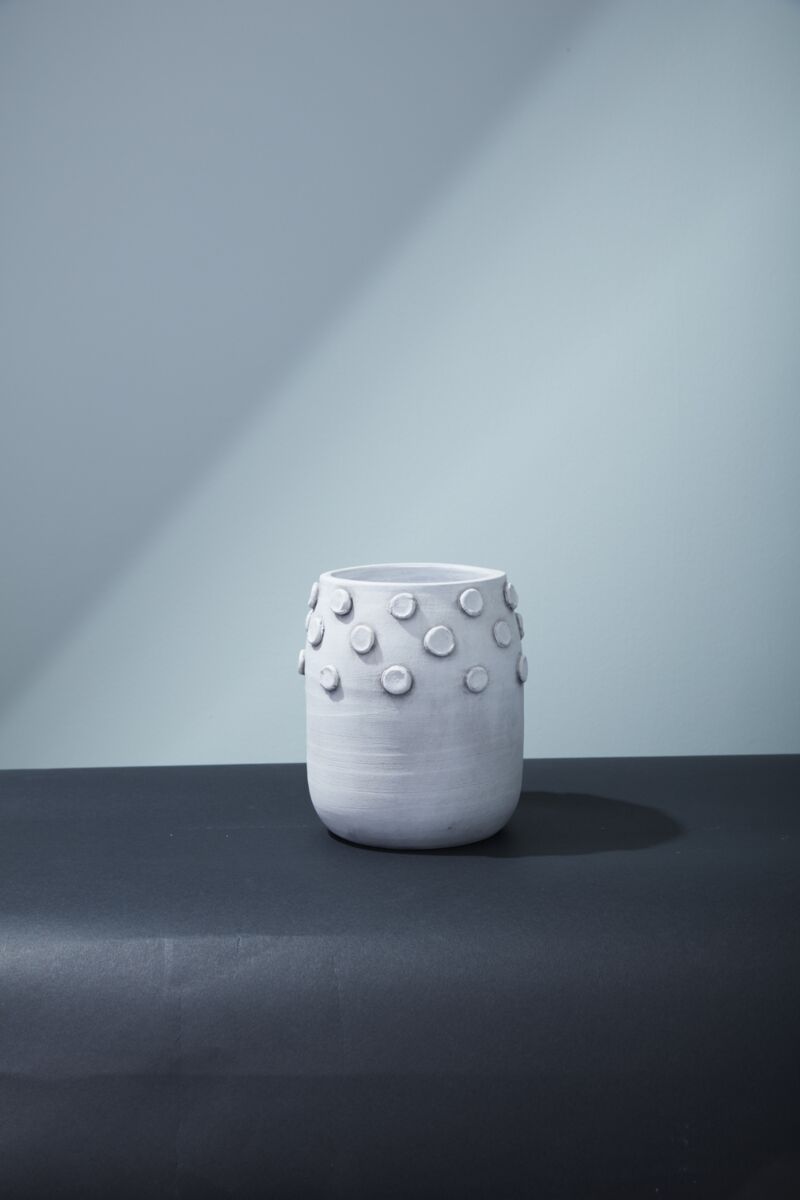 Design Shop White Finley Canister, 6.5" X 7.5".