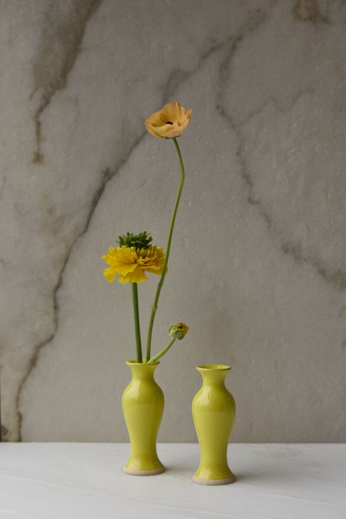 Design Shop Yellow Chasing Rainbows Budvase, 2" X 5", Set of 4.
