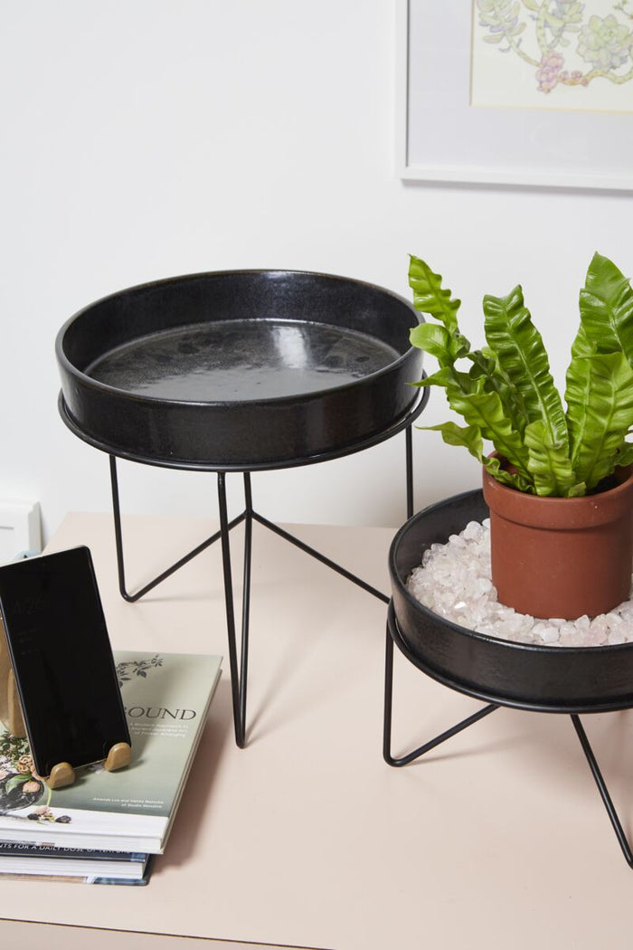 Design Shop Black Encino Tray with Stand, 12" X 12"