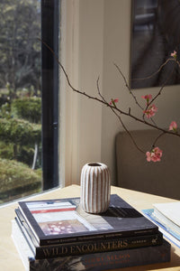 Design Shop Off-White Fault Line Vase, 3.25" X 5.25", Set of 4.