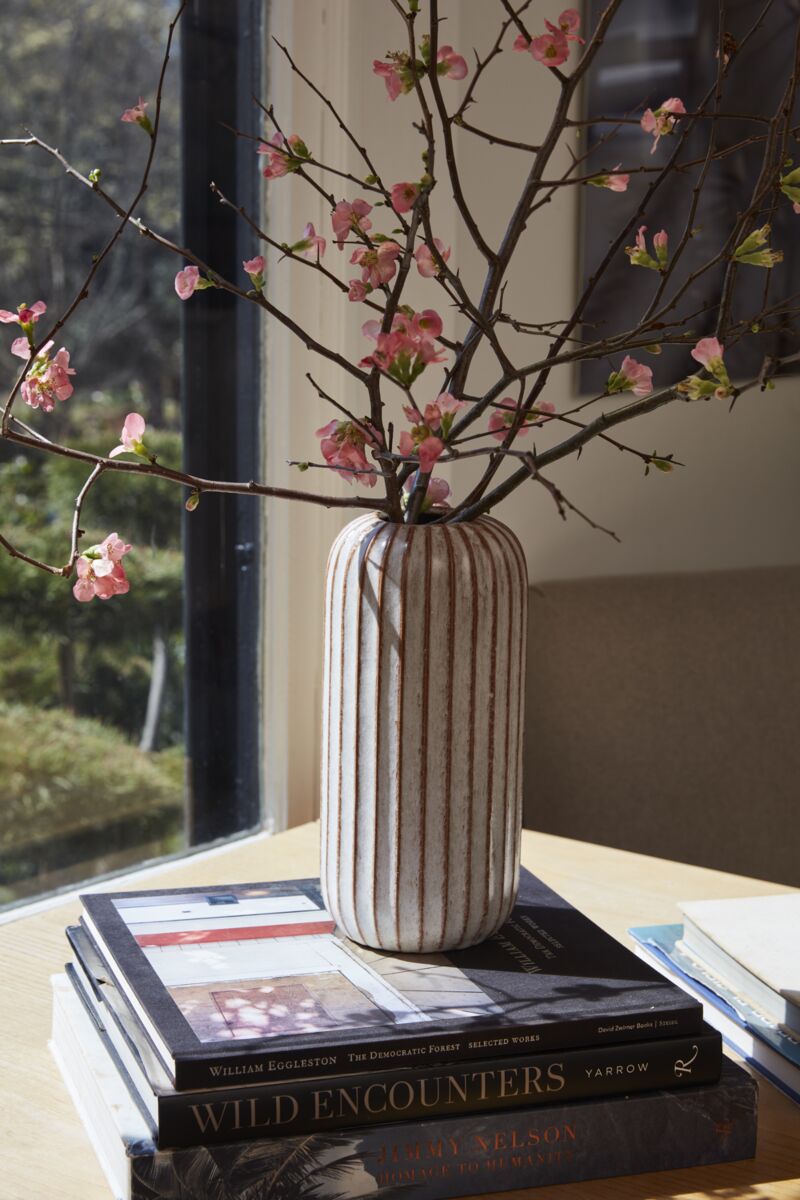 Design Shop Off-White Fault Line Vase, 5" X 11".