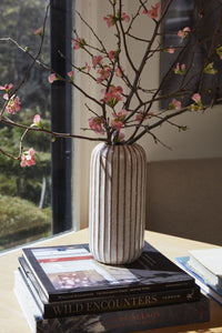 Design Shop Off-White Fault Line Vase, 5" X 11".